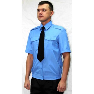 Рубашка форменная охранника голубая на резинке (короткий рукав) 